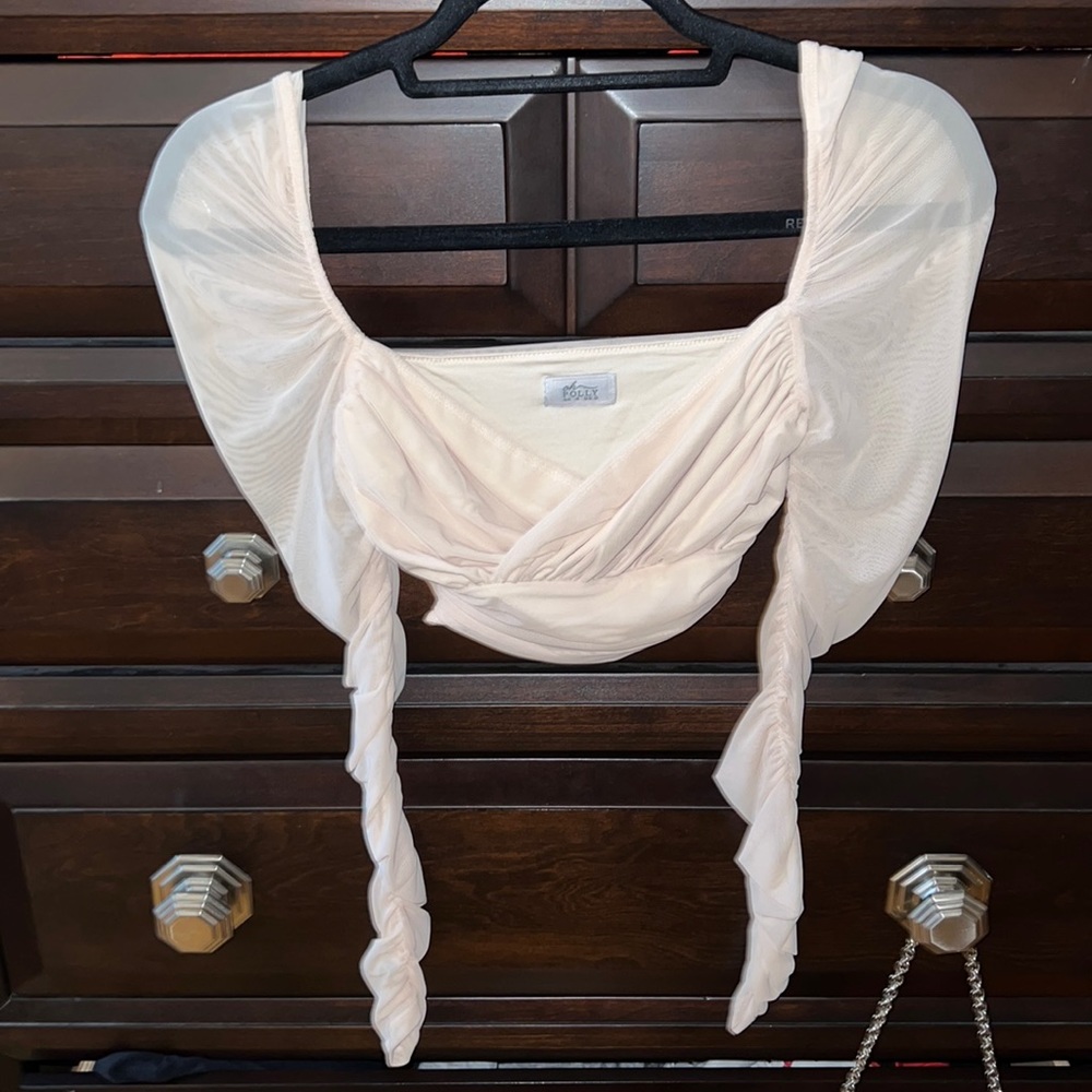 Oh Polly All A Dream Wrap Front Mesh Crop Top